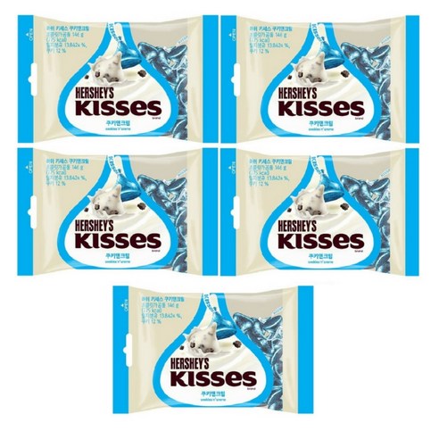허쉬 키세스 쿠키앤크림 초콜릿, 146g, 5개