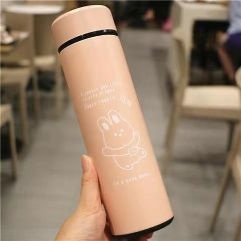 간단한 보온병 컵 진공 스트레이트 바디 자동차 물 컵 남성과 여성 비즈니스 차 컵 휴대용 컵 차 구획, 핑크/460ml B-MYZ-080, 싱글 컵