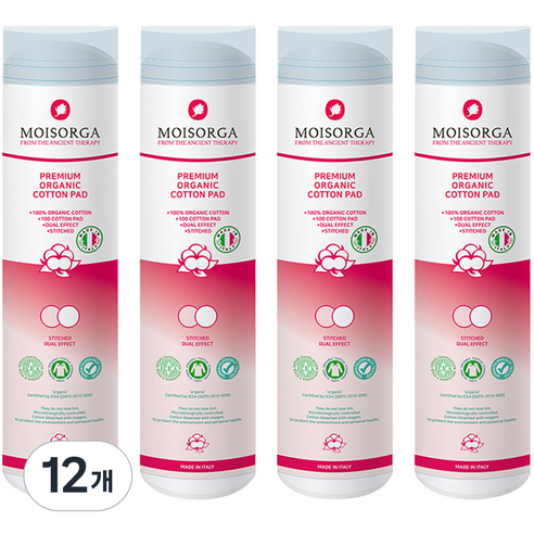 모이스올가 프리미엄 유기농 화장솜, 100개입, 12개