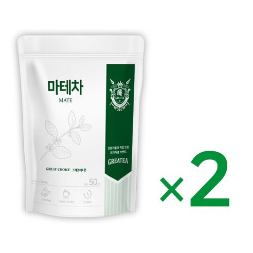 Greatea 그래이티 마테 차 50티백, 2개, 50개입, 1g