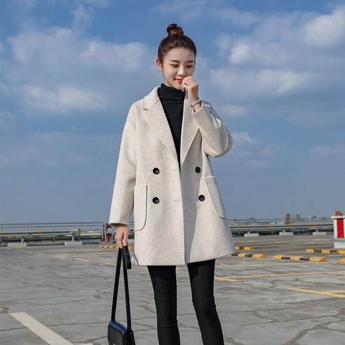 Mao모직 코트 여성 중간 길이 작은 가을과 겨울 스타일의 소녀 한국어 스타일 두꺼운 모직 코트