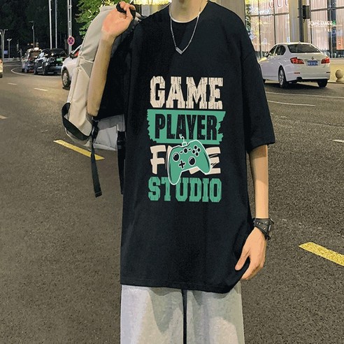 글리노 여름 여자 반팔 프린팅 오버핏 티셔츠