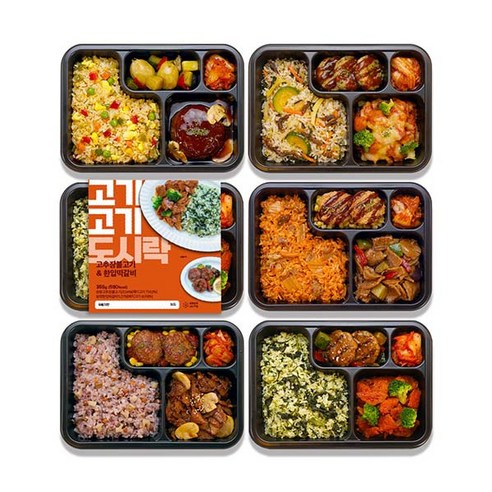 [혼밥데이] 고기고기 도시락 5종세트 냉동 양많은 한끼든든 직장인 점심 단백질 식단, 2세트