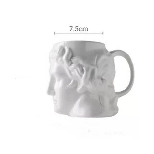 [다나에]세라믹 아트 찻잔 동상 컵, 흰색, 401-500ml