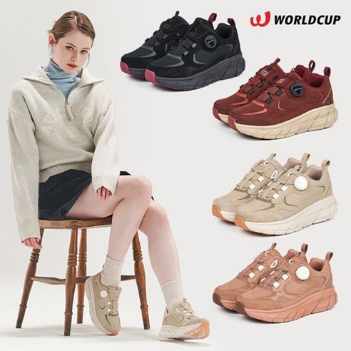 월드컵 월드컵 여성 쿠션 레더 워킹화