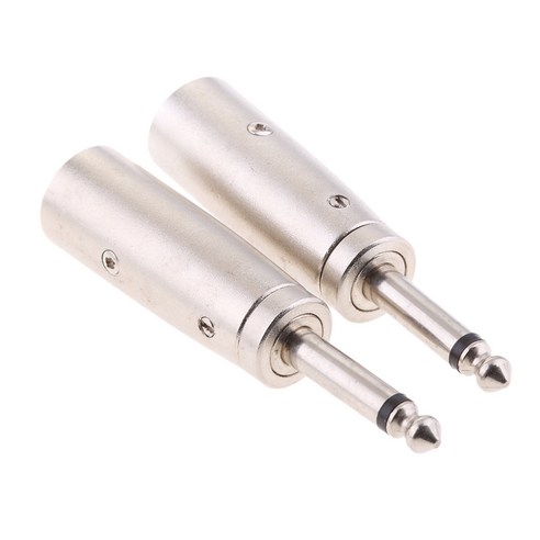 Ursmart 2 pcs 6.35mm 1/4 "남성 잭 소켓 3 핀 xlr 남성 플러그 앰프 마이크 어댑터, 설명, 금속, 설명