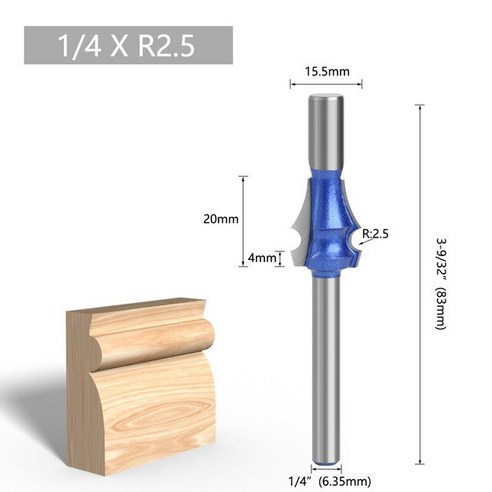 목재 페이스 카바이드 커터용 생크 조각 드로잉 라인 비트 라우터 6MM 1/4 6.35MM 목공 밀링 커터 1 개, [16] 16, 16 16