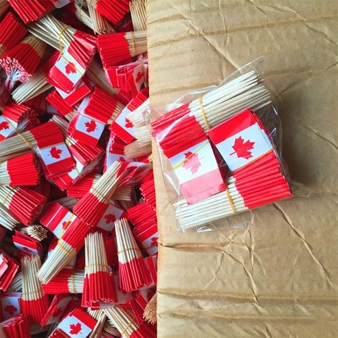 TeeFly 100 PCS National Flags Picks Art Toothpicks 파티 컵케익 장식 샌드위치 미니 음식, 캐나다 100.