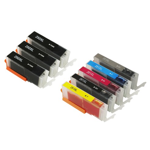 캐논 MX922 MG7520용 PGI-250 CLI-251 대용량 XL 호환 카트리지, 6카트리지 (GY 포함) 1세트 + PGBK 2개, 1개