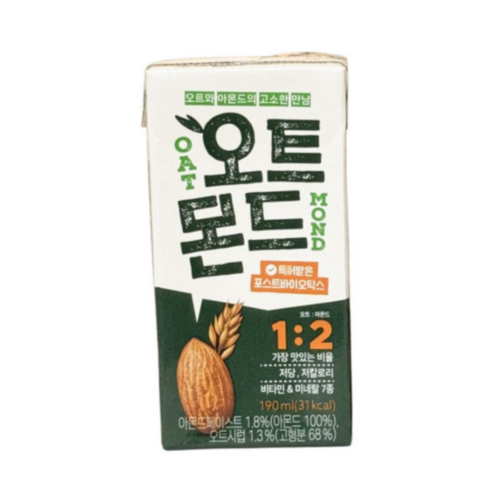 롯데칠성 오트몬드 저당 저칼로리, 190ml, 48개