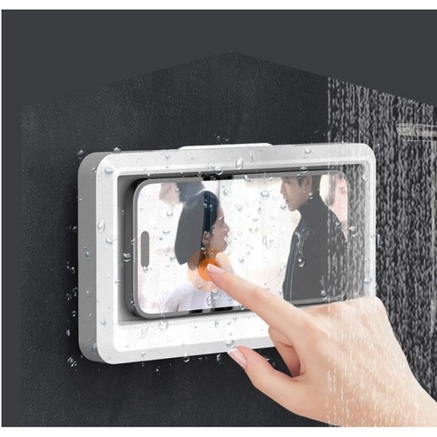 스마트폰 방수 거치대 욕실 주방 방수 핸드폰케이스 스마트폰 거치대, 1개, 화이트
