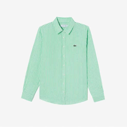 [매장정품] 라코스테 LACOSTE 여성 스트라이프 린넨 셔츠 [라이트그린]