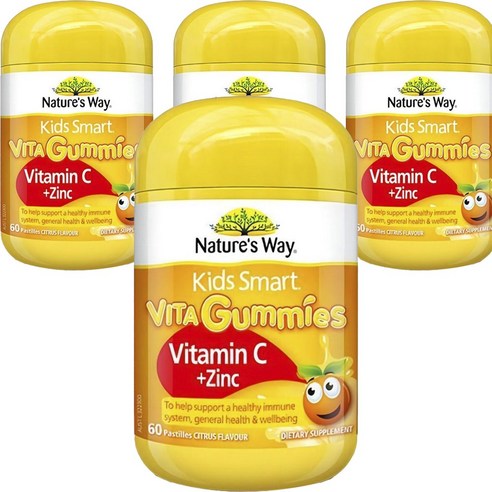 네이쳐스웨이 키즈 스마트 비타 구미스 비타민C + 아연 시트러스맛 패스틸, 60정, 4개