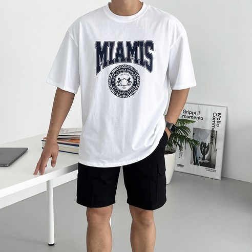 데일트 마이애미 남자 레터링 프린팅 오버핏 여름 반팔티