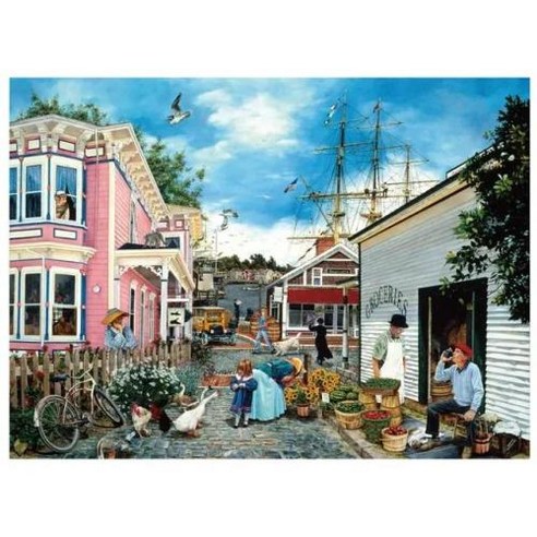 액자 퍼즐 도크 타운 풍경 그림 종이 직소 성인 장난감 크리스마스 선물 6951cm 1000PCs, 1) Dock Town