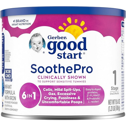 거버 Gerber Good Start 베이비 포뮬러 파우더 SoothePro 1단계 550g(19.7온스), 단일상품