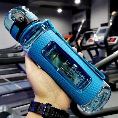 [SW] UZSPACE 스포츠 물병 BPA 무료 휴대용 체육관 안티 가을 누출 방지 대용량 피트니스 주전자 트 리 탄 플라스틱 음료 병, 450-520ml Blue, 하나