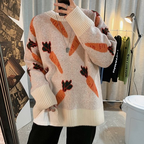 smy남성 느슨한 스웨터 한국어 스타일 유행 라운드 넥 스웨터 Ins 가을과 겨울 맞춤형 한섬 홍콩 스타일 풀오버 스웨터 스웨터