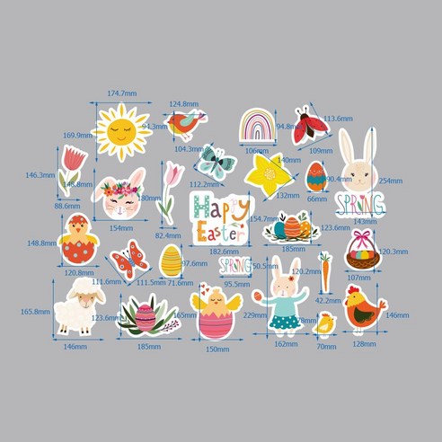 부활절 happy easter 토끼 달걀 드워프 꽃 자기 스티커 명절 장식 차고 문 스티커 냉장고 스티커, CT043