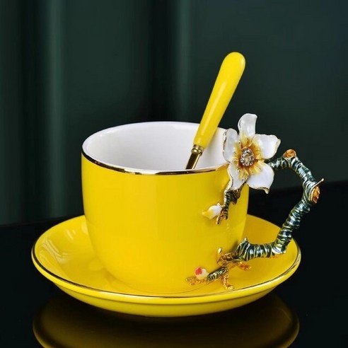 FREELIFE 명품 커피잔세트 예쁜 도자기 MU-474, Yellow A-297