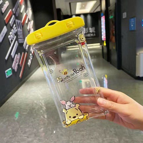 ZZJJC 캐릭터 크로스폰 방수팩 터치스크린 잠수가방 밀폐팩 수영표류포켓온천, 원버튼핏 비니 베어, 원메이크업(하나뿐)