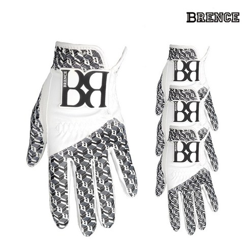 브렌스 패턴B 합피 왼손 골프장갑 4장, 블랙