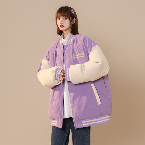 YY 여성 야구 의류 면화 패딩 자켓 한국 스타일 두꺼운 한국 스타일 코튼 패딩 자켓 겨울 특대 서양식 코튼 패딩 코트