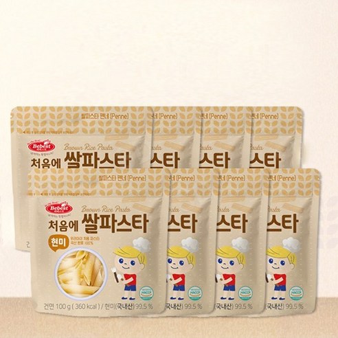 베베스트 처음에 쌀파스타 현미, 100g, 8개