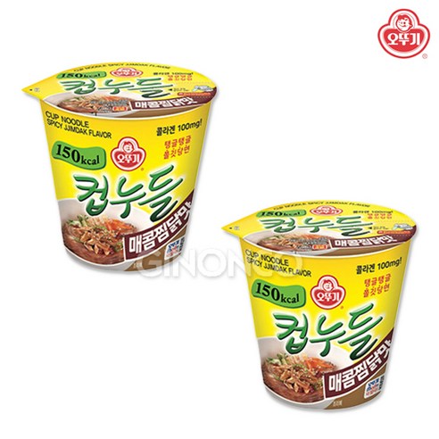 오뚜기 컵누들 매콤찜닭맛 45.5g 컵라면, 2개