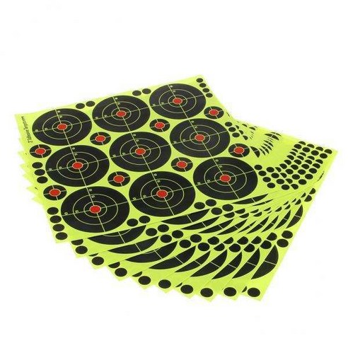 4x 90pcs 슈팅 디스크 반응성 스플래터 슬라이드. 8cm 자체 접착 용지 대상, 종이, 블랙 옐로우