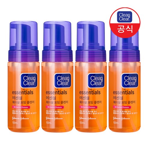 클린앤클리어 에센셜 훼이셜 포밍 클렌저, 150ml, 4개