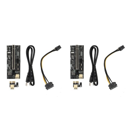 Retemporel VER010S USB3.0 PCI-E 라이저 VER010 PLUS Express 1X 4X 8X 16X익스텐더 Pcie 어댑터 카드 SATA 6Pin 파워 블랙(2Set), 1개