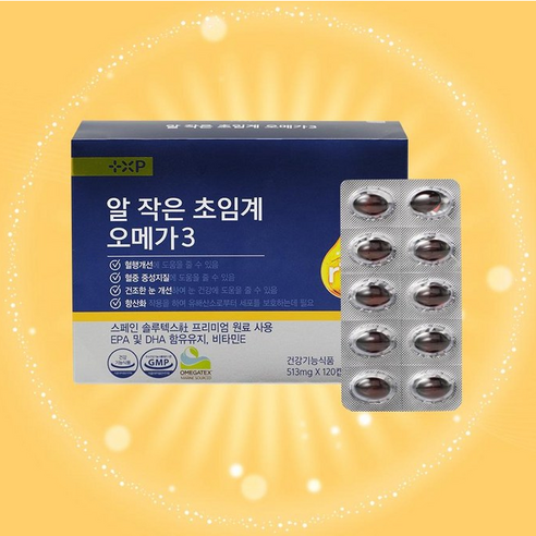 혈행개선 혈중 중성지질 건조한 눈 기억력 개선 염증수치 조절 폴리코사놀 함유 알 작은 알티지 오메가3, 1박스, 120정