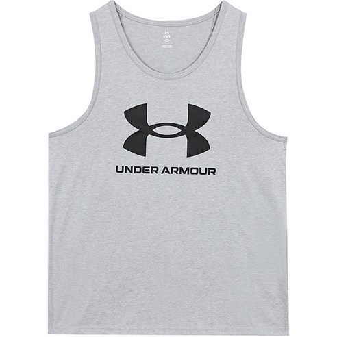 언더아머 민소매 나시티 UA SportStyle Logo Tank 그레이-블랙 로고