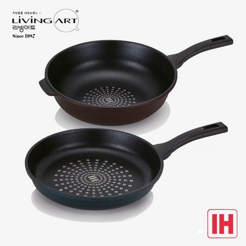 리빙아트 클래식 IH 후라이팬 + 궁중팬 세트, 샤인카키 + 샤인브라운, 후라이팬 30cm + 궁중팬 30cm