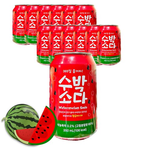 과일 수박맛 사이다 소다 탄산음료, 12개, 350ml