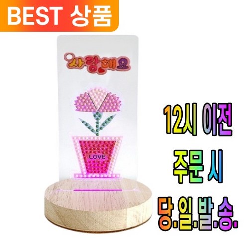 사랑을 전하는 카네이션 DIY 부모님 어버이날 보석 십자수 아크릴 무드등 선물 감사, DIY LED 카네이션 분홍(감사해요) 보석비누 Best Top5