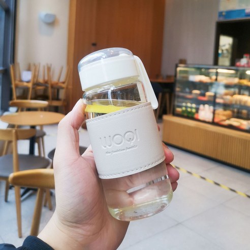 심플 커플 유리잔 ins 프레쉬 센스 하이비주얼 학생 물컵 티백 휴대용 핫컵, 340ml 미역차간격_340-480ml