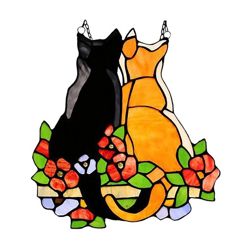 사랑스러운 새끼 고양이 펜던트 여러 가지 빛깔의 유리 창 패널 장식 홈 도어 교수형 벽 장식품, 보여진 바와 같이