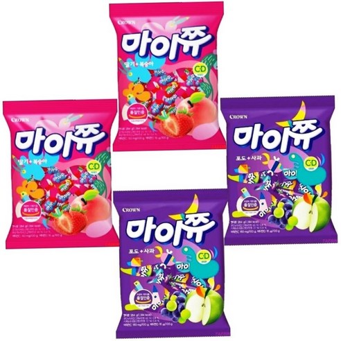블루존 크라운 마이쮸 284g 대용량 (딸기 복숭아2+포도사과2) 4봉 1세트, 1개