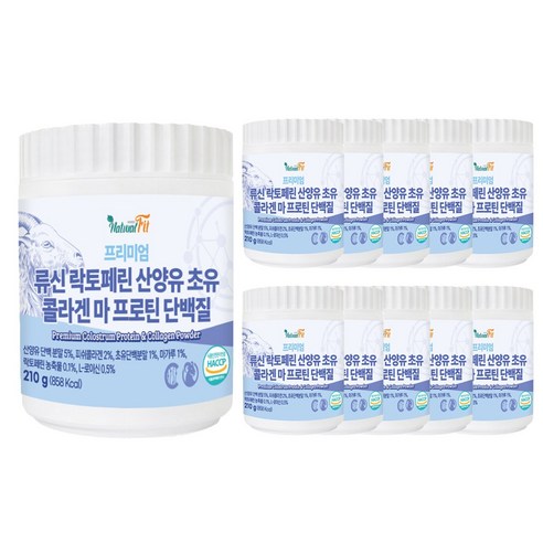 네추럴핏 프리미엄 류신 락토페린 산양유 초유 콜라겐 마 프로틴 단백질 210g, 11개