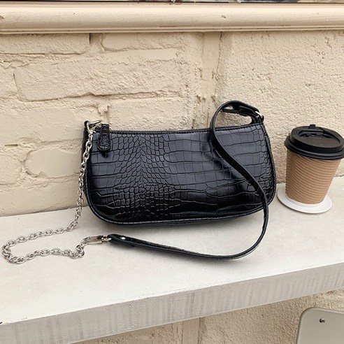 KORELAN 고급스러운 프랑스 미니 디자인 가방 빈티지 겨드랑이 가방 법봉 가방 악어 무늬 핸드백 명원 핸드백