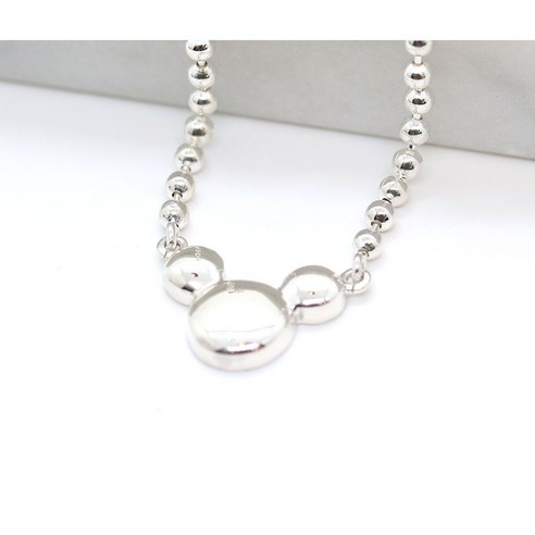 실버 미니 볼륨 마우스 쥐띠 미아방지 목걸이 팔찌, 볼체인, 2.러블리