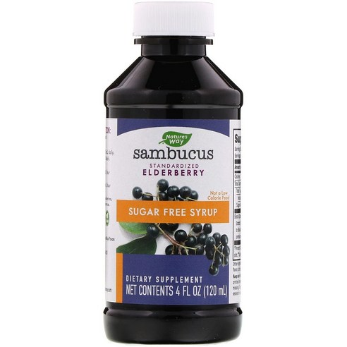 네이처스 웨이 삼부커스 표준화된 엘더베리 무설탕 시럽 120ml(4fl oz), 120ml, 1개