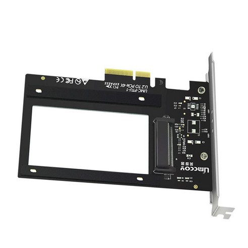 PCIE 라이저 카드 U.2 - PCI Express3.0 X4 인터페이스 어댑터 Gen3 카드 컴퓨터 PCI 변환기 확장 카드, 4.3 x 2.3 x 0.2 인치, 검정, 금속 유리 섬유
