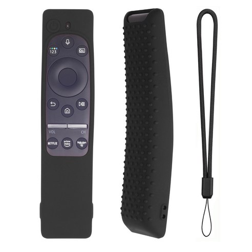 Parseley 삼성 스마트 TV 리모컨 BN59 호환 실리콘 커버 케이스 파손 소음 방지, 블랙, 1개