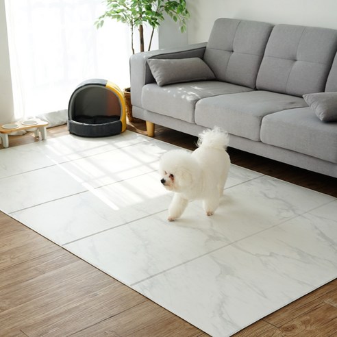 휴팡 양면 6T 폴딩형 강아지매트[미끄럼방지 슬개골보호 애견매트] 특대형 140x250cm 스노우마블
