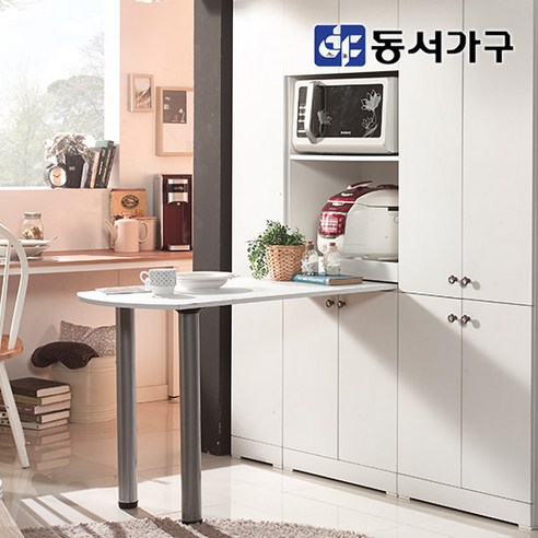 보루네오 헤일로 반타원 주방수납장 홈바 아일랜드 식탁 1300 방문설치, 화이트 12 동서가구 토모 600 식탁 겸 렌지대 양문 상부장 DF630923, 화이트