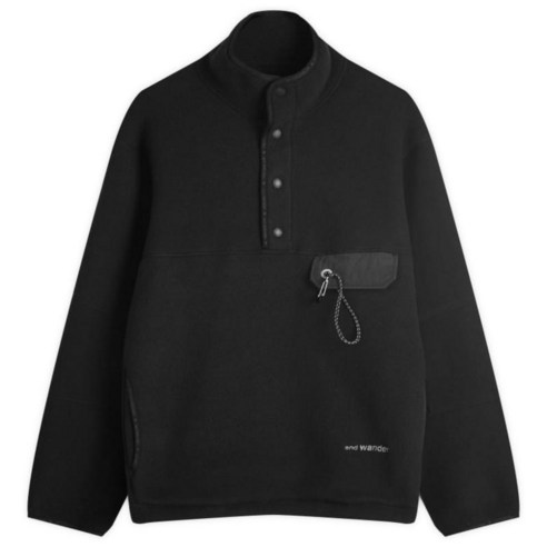 And wander 그리고 원더 울 플리스 풀오버 블랙