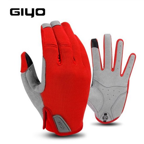 GIYO S05 라이딩 킥보드 자전거 오토바이 충격흡수패드 스마트폰터치 장갑, RED